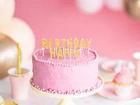 Partydeco Kerze Happy Birthday 2.5 cm, Gold - Detailfarbe: Gold - Packungsgrösse: 13 Stück - Motiv: Buchstaben - Anlass: Geburtstag