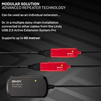 LINDY USB 2.0 Aktiv-Verlängerungs-Hub Pro 4 Port 8m