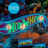 Hot Wheels - Sammelkoffervitrine mit Licht (hellblau/transparent, für 54 Fahrzeuge, 1:64)