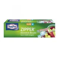 Toppits Frischhaltebeutel Zipper 15 cm x 20 cm, 12 Stück - Materialtyp: Kunststoff - Material: Polyethylen (PE) - Detailfarbe: Transparent - Eigenschaften: Keine Eigenschaft - Zertifikate: Keine Zertifizierung - Verpackungseinheit: 12 Stück