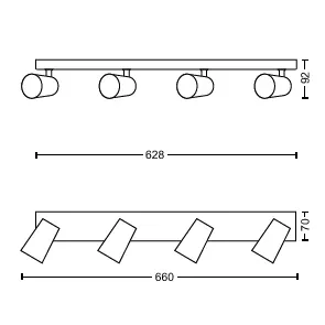 Philips Aufbauspot Paisley, 4 x GU10, 5.5 W, Weiss - Leuchten Kategorie: Aufbauleuchte - Betriebsart: Netzbetrieb - Lampensockel: GU10 - Farbtemperatur Kelvin: Je nach Leuchtmittel - Gesamtleistung: 40 W - Farbwiedergabeindex CRI: 0
