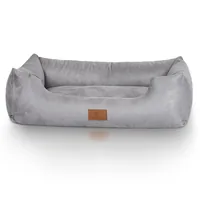 Knuffelwuff Hunde-Bett Dreamline Velour, M-L, 85 x 63 cm, Grau - Breite: 63 cm - Länge: 85 cm - Detailfarbe: Grau - Tierart: Hund - Produkttyp: Bett