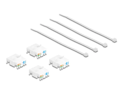 Delock Keystone-Modul LSA Leiste zu RJ45 Buchse Cat.6A UTP 4 Stück - Modultyp: Keystone - Anschluss Front: Buchse RJ-45 - Anschluss Rück: LSA - Medientyp: Netzwerk - Schirmung: Nein - Detailfarbe: Weiss