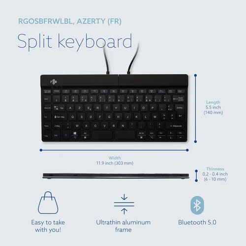 R-GO SPLIT BREAK ERGONOMIC KEYBOARD AZERTY (FR) BLUETOOTH B