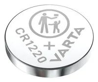 Varta Knopfzelle CR1220 , 1 Stück - Bauform: Knopfzellen - Batterietyp: CR-1220 / CR1220 / DL1220 / ECR1220 / SB-T13 / 5012LC / L04 - Chemisches System: Lithium-Mangandioxid - Gewicht: 0.88 g - Spannung: 3 V