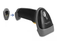 DeLOCK USB Barcode Scanner 1D with connection cable and stand - Laser - black