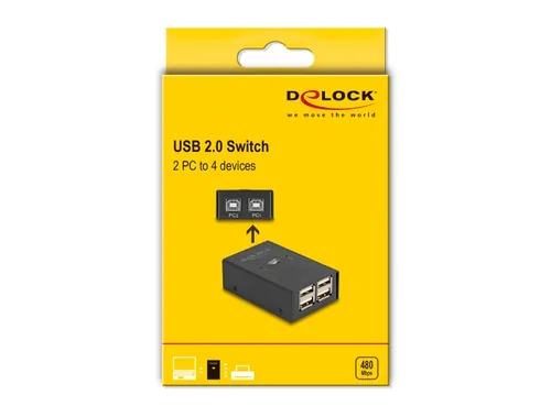 DELOCK USB 2.0 Switch für 2 PC an 4 Geräten