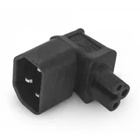 Alpha Elettronica Adapterstecker C5 - C14, frontal gewinkelt - Detailfarbe: Schwarz - Stromanschluss Seite A: C5 - Schalter: Nein - Stromanschluss Seite B: C14 - Typ: Montagestecker