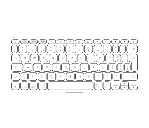 Logitech Tastatur Keys-To-Go 2 Apple Pale grey - Tastatur Typ: Mobile - Tastaturlayout: QWERTZ (CH) - Tastatur Features: Hotkeys - Medientasten - Easy Switch - Keyboard Tasten: Chiclet (Notebook) - Detailfarbe: Weiss - Grau - Ziffernblock: Nein