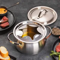 Kisag Fondue-Topf Verbier Silber - Material: Edelstahl - Detailfarbe: Silber - Fondue Variante: Weinfondue - Fondue Chinoise - Fondue Bourguignonne - Spülmaschinenfest: Nein - Durchmesser: 16 cm - Kompatible Kochfelder: Backofen - Glaskeramik - Gas - Indu