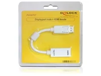 Delock Adapter Displayport - HDMI Weiss - Kabeltyp: Adapter - Videoanschluss Seite A: DisplayPort - Videoanschluss Seite B: HDMI