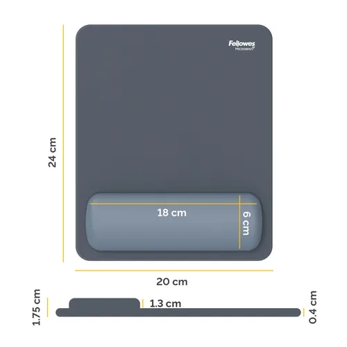 Fellowes Ergonomische Mausmatte Breyta mit Handgelenkauflage Navy - Tiefe: 200 mm - 240 mm - Breite: 200 mm - 240 mm - Detailfarbe: Navy - Form: Eckig - Höhe: 17.5 mm - Handgelenkauflage: Ja