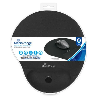 MediaRange Mauspad ergonomisch mit Handgelenkauflage schwarz