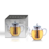 Creano Teekanne 1 l, Transparent - Material: Borosilikatglas - Detailfarbe: Transparent - Filtertyp: Edelstahlfilter - Fassungsvermögen: 1 l - Kompatible Kochfelder: Manuell - nicht für Kochfelder