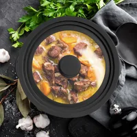 Relaxdays 10027987_46 pan lid Round Black, Transparent