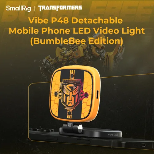 Smallrig Vibe P48 Telefon LED-Licht BumbleBee Edition - Farbtemperatur Kelvin: 2700 bis 5600 K - Lichtfarbe: Kaltweiss/Tageslichtweiss (KW) - Neutralweiss (NW) - Warmweiss (WW) - Farbe: Gelb