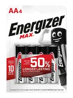 ENERGIZER BATTERIES ALKALINE MAX AA LR6, 4 PIECES, ECO PACKAGING