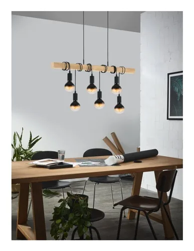 EGLO Leuchten Pendelleuchte TOWNSHEND schwarz, braun exkl. E27 6x60W - Betriebsart: Netzbetrieb - Lampensockel: E27 - Farbtemperatur Kelvin: Je nach Leuchtmittel - Gesamtleistung: 360 W - Farbwiedergabeindex CRI: 0 - Dimmbar: nicht dimmbar