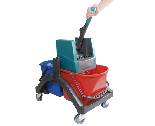 Leifheit Nasswischwagen Professional Duo 17 l, Mehrfarbig - Ausstattung Putzeimer: Zwei-Kammer-Eimer - Volumen: 17 l - Detailfarbe: Mehrfarbig - Material: Kunststoff