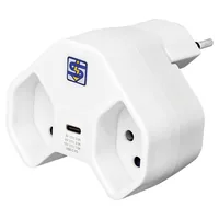 STEFFEN Abzweigstecker 2 x T13 USB-C, Weiss, drehbar 320° - Detailfarbe: Weiss - Schalter: Nein - Steckdosenanzahl: 3 - Ausstattung: 1x USB-C - Kinderschutz: Ja