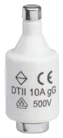 Elektromaterial Schmelzsicherung DII E27 10A 500 V gG mit Melder 5 Stück - Nennstrom: 10 A - Typ: Sicherung - Bauart: Sand - Auslösecharakteristik: Träge (T)