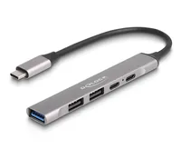 Delock USB-Hub 10 Gbps - Stromversorgung: USB-C - Anzahl Ports: 4 - Detailfarbe: Grau - USB Standard: 3.1 Gen 2 (10 Gbps) - USB Anschluss 2 (Endgerät): USB A - USB C - USB Anschluss 1 (Quelle): USB C