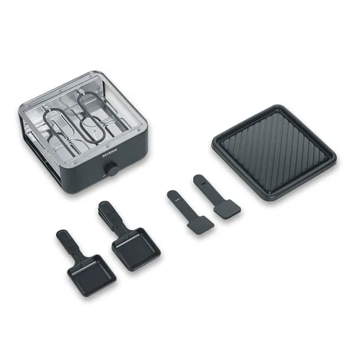 Severin Racletteofen Black Line Lite Mini RG 2360 4 Personen - Anzahl Personen: 4 - Funktionen: Antihaftbeschichtung - Grillplatte - Raclette - Regelbarer Thermostat - Rutschfeste Füsse - Connect-System: Keine Angaben - Grillplatte: Keramik - Pfännchenabl