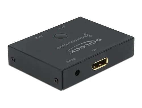 Delock Switchbox 2 Port Displayport 8K/30 Hz Bidirektional - Anzahl Eingänge: 2 × - Steckertyp Seite A: DisplayPort - Anzahl Ausgänge: 1 × - Steckertyp Seite B: DisplayPort - Material: Metall - Bedienungsart: Tasten