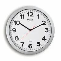 Maul Wanduhr MAULstep Ø 35 cm, Silber - Form: Rund - Detailfarbe: Silber - Uhrtyp: Analog - Funksignal: Ja - Funktionen: Zeit - Detailmaterial: Glas - Kunststoff