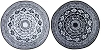 Esschert Design Teppich India Ø 180 cm x Schwarz/Weiss - Form: Rund - Eigenschaften: Keine Eigenschaft - Zertifikate: Keine Zertifizierung - Breite: 180 cm - Länge: 180 cm - Detailfarbe: Weiss - Schwarz