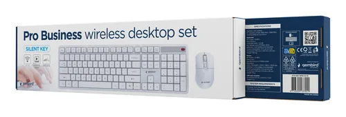 Gembird Silent key Pro Business wireless desktop set, white, US layout