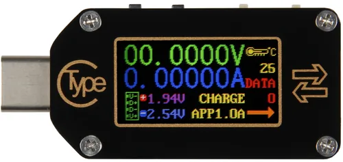 jOY-iT USB-C Volt-/Amperemeter TC66C - Funktionen: Spannungsmessung - Strommessung - Typ: USB Multimeter - Anwendungsbereich: Elektrotechnik