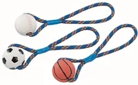 Nobby Vollgummi-Ball mit Seil, 8 cm - Produkttyp: Apportieren - Spielzeug - Tierart: Hund