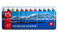 CARAN D'ACHE Deckfarbe Gouache 2001.312 12 Tuben Metallbox, Pinsel