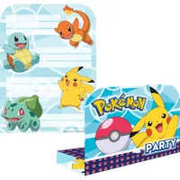 Amscan Einladungskarte Pokemon 8 Stück - Motiv: Diverse - Pokémon - Papierformat: 16.5 x 23 cm - Verpackungseinheit: 1 Stück - Inkl. Couvert: Ja - Anlass: Geburtstag - Einladung