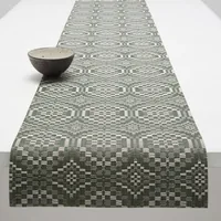 Chilewich Tischläufer Overshot Thymian, 36 x 183 cm - Material: Terrastrandgarn - Produktart: Tischläufer - Motiv: Kein - Detailfarbe: Dunkelgrün - Breite: 35.56 cm - Länge: 182.88 cm