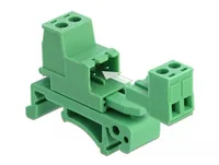 Delock 2 Pin, 5.08 mm Rastermass gewinkelt - Detailfarbe: Grün - Montage: DIN-Rail
