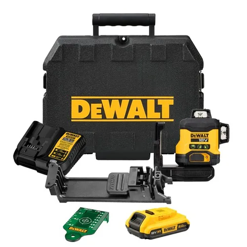 DEWALT Akku-Linienlaser 18 V, 3x 360 °, 40 m - Produktkategorie: Linienlaser - Schnittstellen: Keine - Reichweite: 40 m - Messgenauigkeit: 3 mm