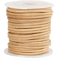 Creativ Company Lederband 2 mm, Beige, 10 m - Länge: 10 m - Durchmesser: 2 mm - Detailfarbe: Beige - Schmuckband-Art: Lederband