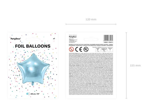 Partydeco Folienballon Star Hellblau - Packungsgrösse: 1 Stück - Grösse: 48 cm - Motiv: Stern - Produkttyp: Folienballon - Material: Folie - Detailfarbe: Hellblau