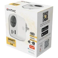 Entac WIFI Steckdosenadapter 1-fach mit 2x USB-A1x USB-C