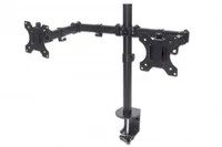 Manhattan Dual Desk Mount for TV & Monitors (Full Motion), For screens 10" to 27", Clamp Assembly, VESA compatibility: 75x75 and 100x100mm - check the dimensions of the four mounting holes on back of screen to ensure it fits, Max 8kg (each), Black, Bracke
