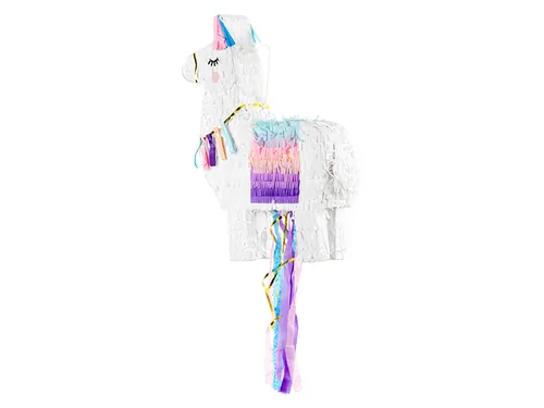 Partydeco Pinata Lama, 41 x 49.5 x 10 cm, Weiss, 1 Stück - Motiv: Lama - Detailfarbe: Weiss