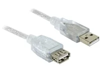 Delock USB 2.0-Verlängerungskabel  USB A - USB A 1.8 m - Kabeltyp: Verlängerungskabel - Detailfarbe: Weiss - USB Standard: 2.0 (480 Mbps) - Länge: 1.8 m - USB Anschluss 2 (Endgerät): USB A - Geschlecht Anschluss 2 (Endgerät): Female (Buchse)