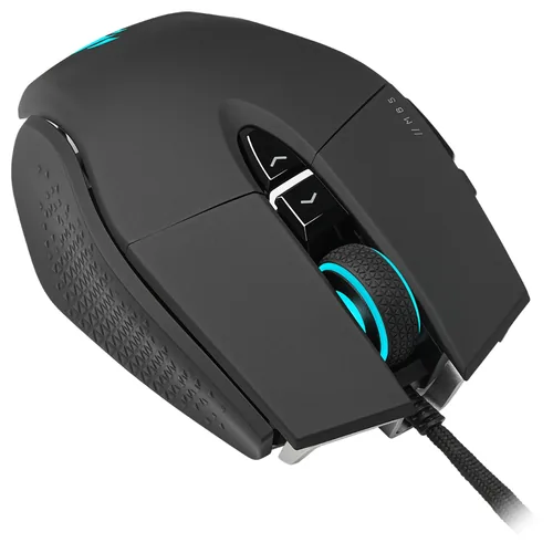 Corsair Gaming-Maus M65 RGB Ultra - Maus Features: Umschaltbare DPI-Auflösung - RGB-Beleuchtung - Daumentaste - Beleuchtung - Herausnehmbare Gewichte - Bedienungsseite: Rechtshänder - Detailfarbe: Lava Schwarz - Schwarz - Gewicht: 97 g - Verbindungsart: V