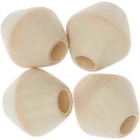 Rico Design Holzperlen Makramee Nature, 4 Stück - Packungsgrösse: 4 Stück - Durchmesser: 30 mm - Detailfarbe: Nature - Perlenart: Holzperlen