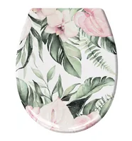 Kleine Wolke Toilettensitz Garden mit Absenkautomatik, Mehrfarbig - Breite: 37 cm - Länge: 45 cm - Detailfarbe: Grün - Hellrosa