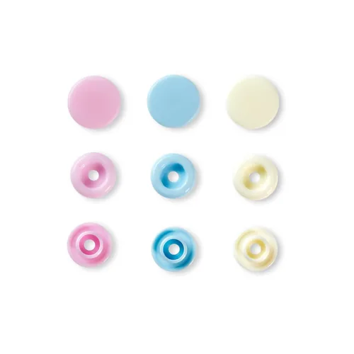 Prym Druckknöpfe Color Snaps Mehrfarbig, 12.4 mm, 30 Stück - Detailfarbe: Perlweiss - Hellblau - Rosa