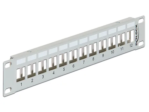 Delock Patchpanel 12 Port, Keystone 10 Rack - Montage: 10 Rack - Anzahl Ports: 12 - Patchpaneltyp: Keystone - Patchpanel Cat: Leerpanel