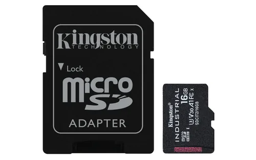 KINGSTON 16GB -  microSDHC -  Industrial -  C10 -  A1 -  pSLC -  Card + SD Adapter